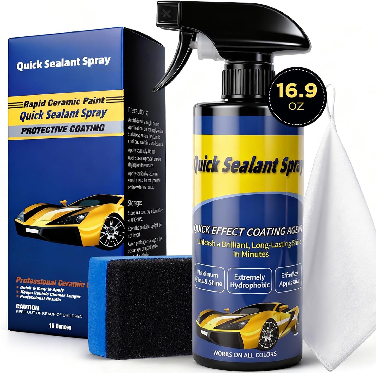 500ML Ceramic Coating for Cars: Quick Effect Coating Agent for Car Motorcycles Trucks & RVs - Extreme Hydrophobic Water Beading & Deep Gloss Shine for Long-Lasting Polish Spray Wax（2pack）