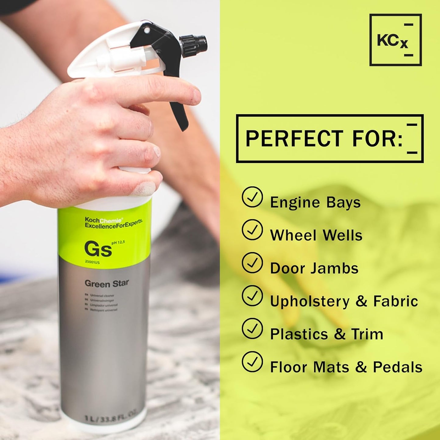 KOCHCHEMIE Green Star - Highly Concentrated Universal Cleaner; NTA, Phosphate, and Solvent Free, Clean Auto Interiors and Exteriors, Engines, Commercial, Home, and Industrial Use (1 Liter)
