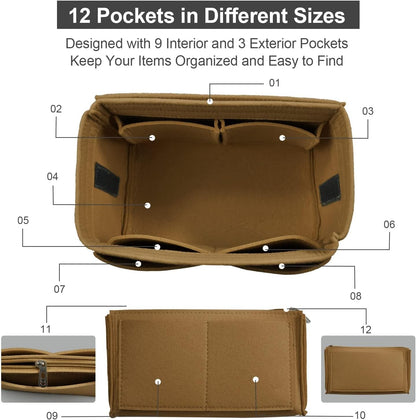 OMYSTYLE Purse Organizer Insert, Felt Tote Bag Organizer Insert with 5 Sizes, Handbag Dividers for Inside Purse, Compatible with Longchamp, Neverful, Speedy and More
