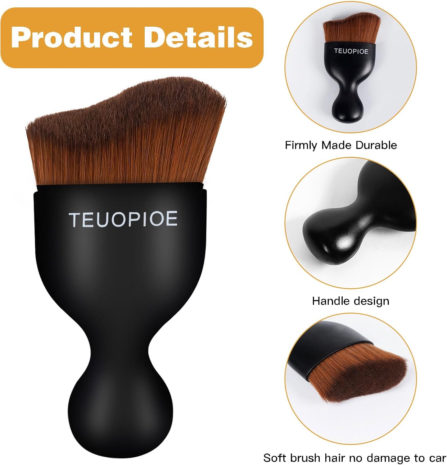 Car Interior Cleaning Brush, Car Duster Interior,Car Detailing Brush Dusting Brush,Car Interior Cleaning Tool, Auto Soft Hair Car Brush,Auto Interior Dust Brush for Air Vents(Brown)