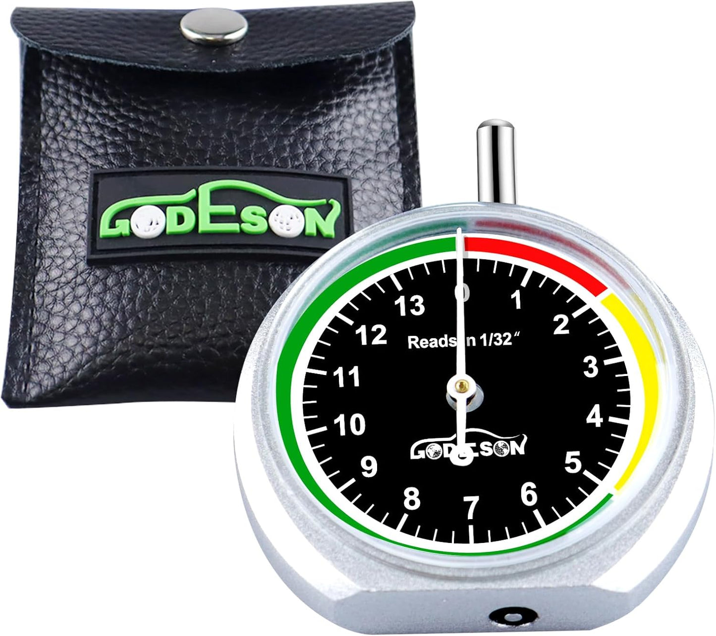 GODESON Tire Tread Depth Gauge,Metal Tread Depth Gauge with Clip,Tire Depth Gauge 32nds for car, Truck, Vehicle, Motocycler etc(Pack of 2)