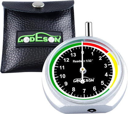 GODESON Tire Tread Depth Gauge,Metal Tread Depth Gauge with Clip,Tire Depth Gauge 32nds for car, Truck, Vehicle, Motocycler etc(Pack of 2)