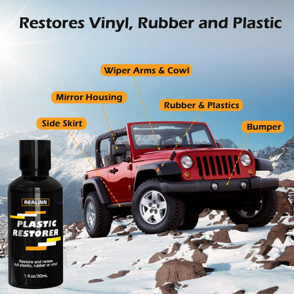 REALINN Plastic Restorer - Cars Ceramic Coating Trim Restore, Shines & Protects Plastic, Vinyl & Rubber Surfaces