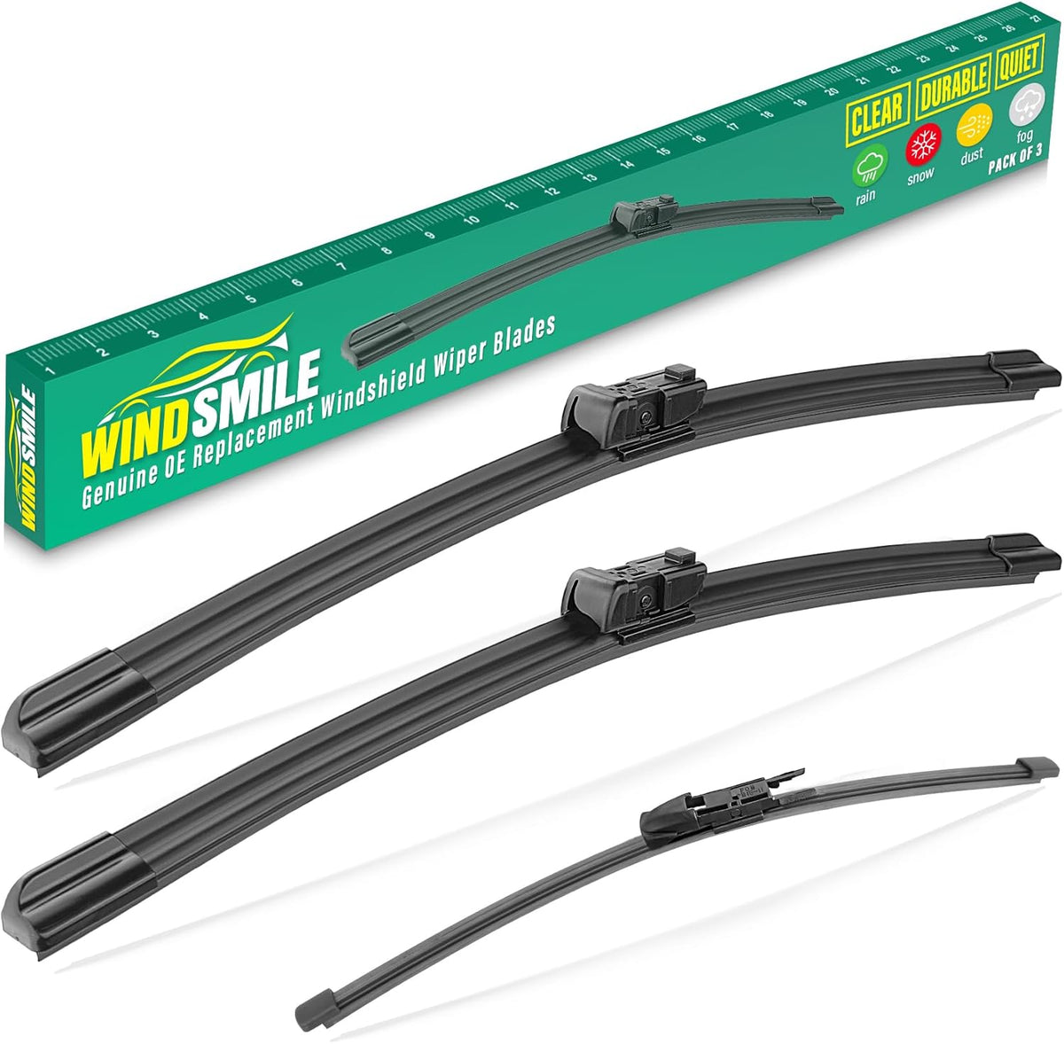 26" 16" 12" Windshield Wiper Blades Replacement for Toyota RAV4 2019 2020 2021 2022 2023 2024 2025 RAV 4 / Mazda 5 2006-2015 Premium All Weather Front Rear Wipers Set - OEM Quality (Pack of 3) - Colors A
