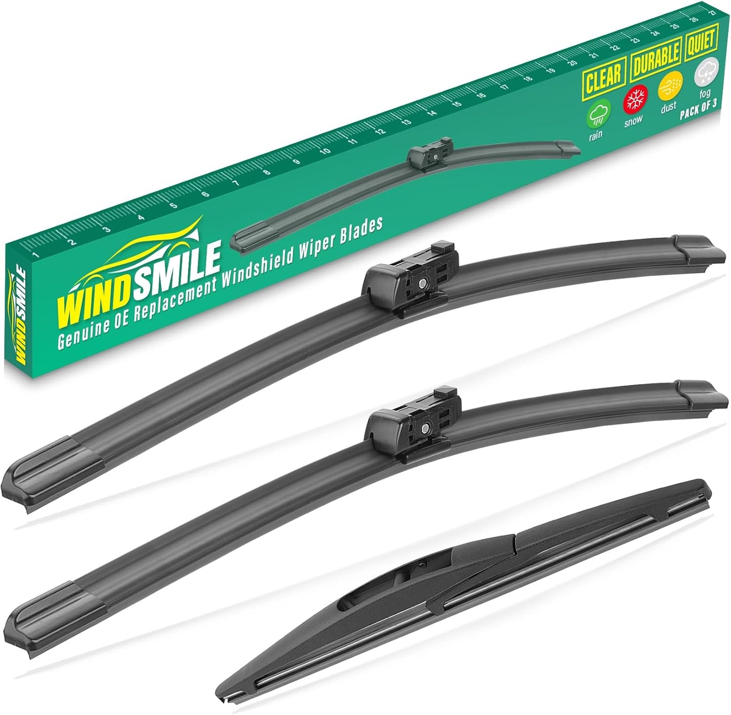 26" 16" 12" Windshield Wiper Blades Replacement for Toyota RAV4 2019 2020 2021 2022 2023 2024 2025 RAV 4 / Mazda 5 2006-2015 Premium All Weather Front Rear Wipers Set - OEM Quality (Pack of 3) - Colors D