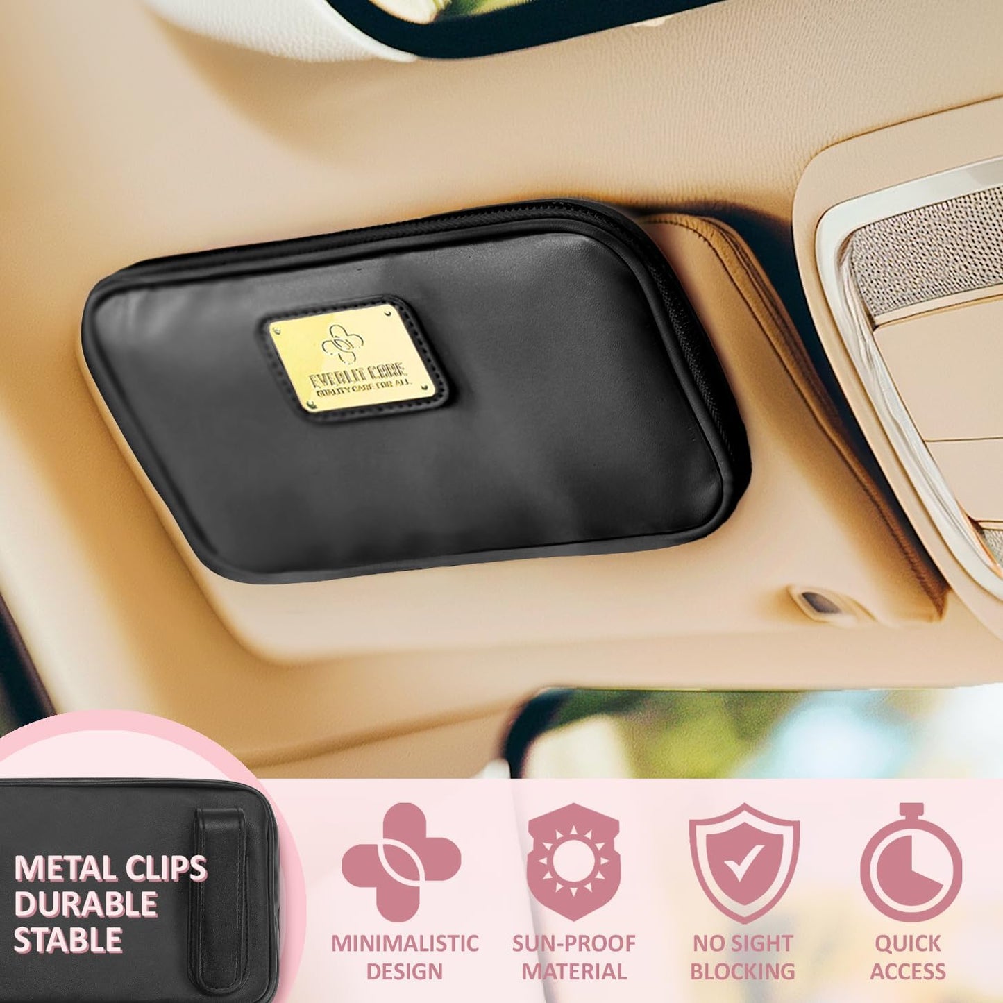 EVERLIT CARE Car First Aid Kit with Emergency Supplies Survival Gear Including Window Breaker Disposable Urine Bag Mountable Survival Kit for Family Travel in Car (Pink)