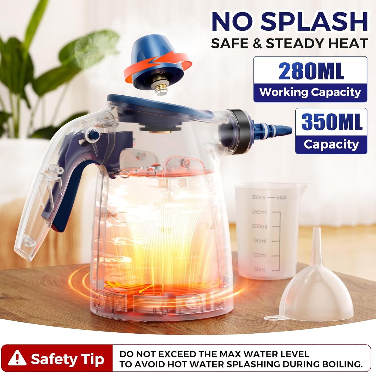 Handheld Steam Cleaner, 230°F Pressurized Steamer with No Water Spitting & Continuous Steam, 350ML Chemical-Free Deep Cleaning for Grease & Grime, 12 Accessories for Grout, Bathroom, Kitchen & Car