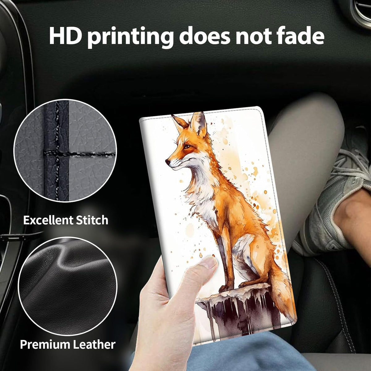 Car Registration and Insurance Holder, Leather Car Glove Box Organizer, Cool Car Accessories for ID, Driver's License Cards & Essential Document, business cards, Men&Women, Retro Audio Cassette