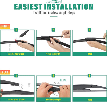 26" 16" 11" Windshield Wiper Blades Replacement for Chevrolet Chevy Trax 2024 2025 2026 Premium All Weather Front Rear Wipers Set - OEM Quality (Pack of 3) - Colors D
