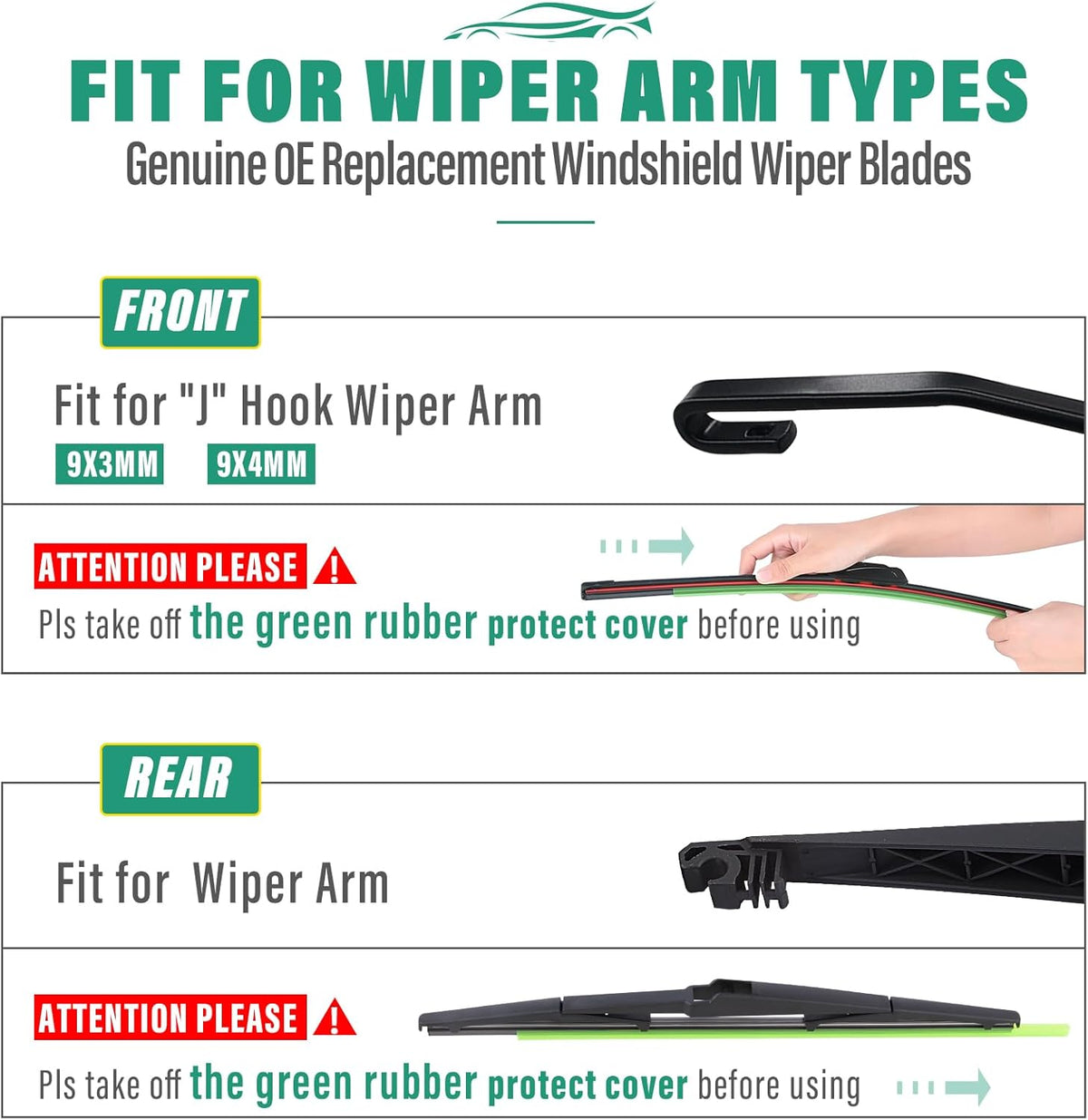 26" 16" 11" Windshield Wiper Blades Replacement for Chevrolet Chevy Trax 2024 2025 2026 Premium All Weather Front Rear Wipers Set - OEM Quality (Pack of 3) - Colors E