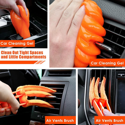 17pcs Car Cleaning Kit, Pink Car Interior Detailing Kit with High Power Handheld Vacuum, Detailing Brush Set, Windshield Cleaner, Cleaning Gel, Complete Auto Accessories for Women Gift