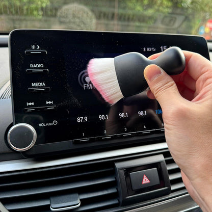 Car Detailing Brush, Soft Bristle Cleaning Brush, Scratch-Free Auto Duster Tool for Dashboard, Air Vents, Leather & Interior Cleaning (Black&Brown)