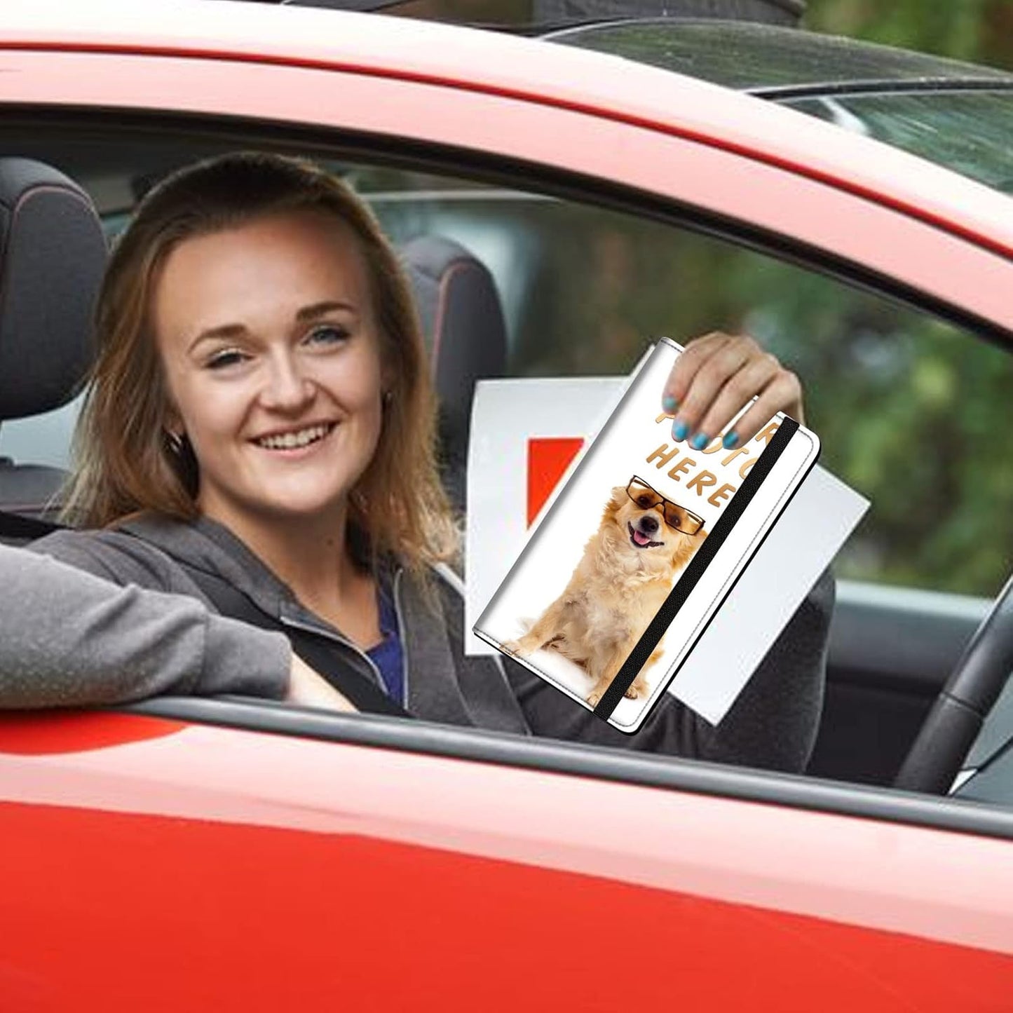 Car Registration and Insurance Holder, Leather Car Glove Box Organizer, Cool Car Accessories for ID, Driver's License Cards & Essential Document, business cards, Men&Women, Retro Audio Cassette