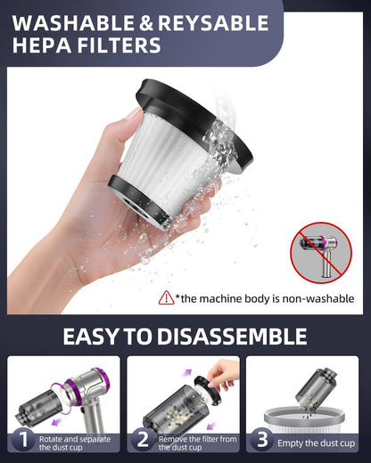 Portable Car Vacuum Cleaner 15000pa - 4 in 1 Vacuum Cleaner&Air Duster, Rechargeable Handheld Vacuum with Multi-Nozzles for Car, Home, Pet,an Ideal Gift for Both Men and Women(Pink)