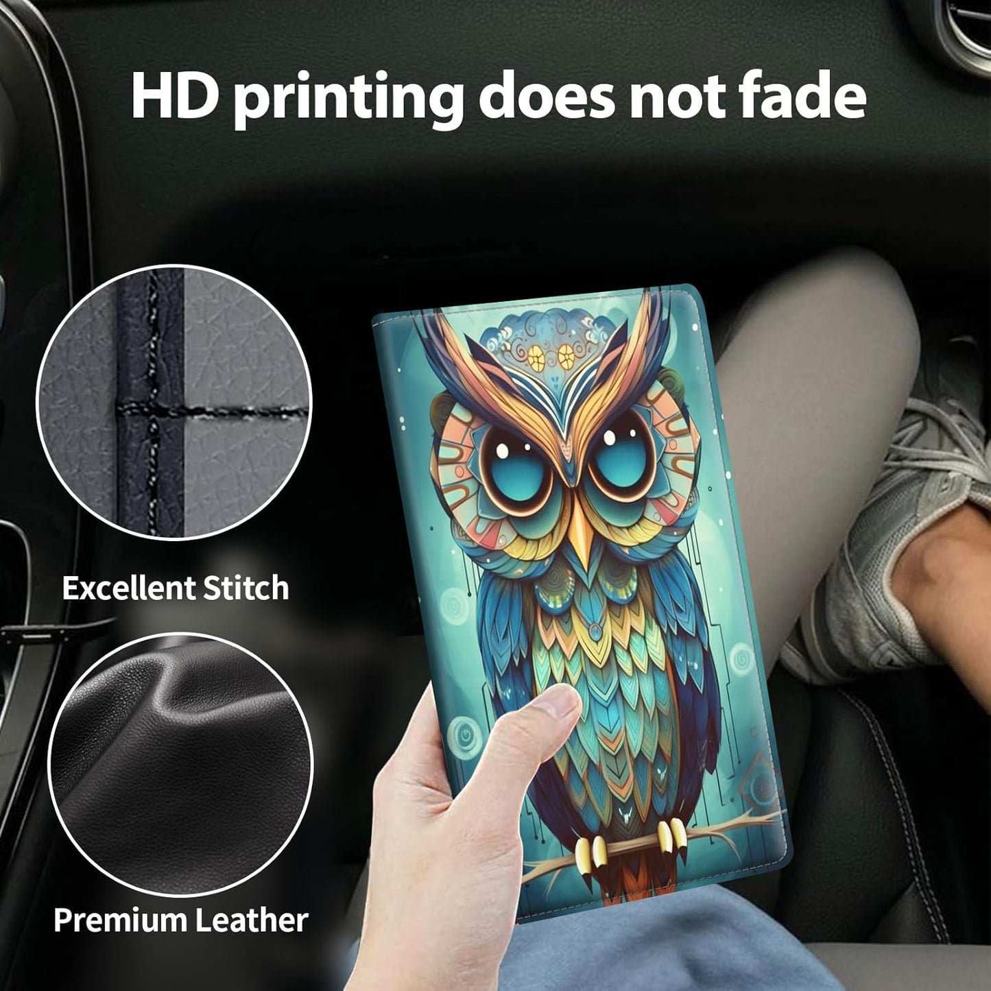 Car Registration and Insurance Holder, Leather Car Glove Box Organizer, Cool Car Accessories for ID, Driver's License Cards & Essential Document, business cards, Men&Women, Retro Audio Cassette