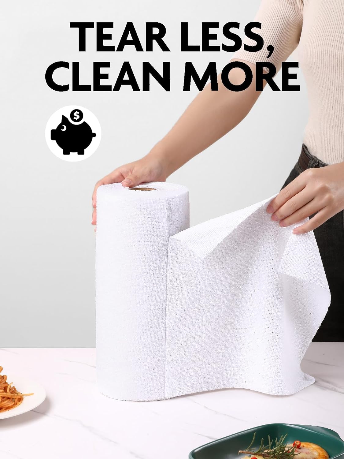 Fantasticlean Microfiber Cleaning Cloth Roll -75 Pack, Tear Away Microfiber Towels, 12" x 12", Reusable, Washable, Scratch Free, Ultra Absorbent for All-Around Cleaning Supplies (DimGray)