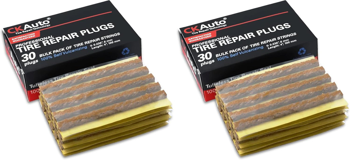 CKAuto 30pcs 4" Black Tire Repair Strings, Automotive Tool Tire Repair Plugs for Tubeless Off-Road Tires Car, Bike, ATV, UTV, Wheelbarrow, Mower