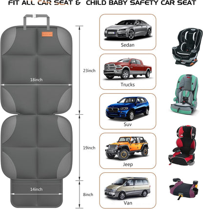 SMART ELF Car Seat Protector, 2Pack Seat Protector Protect Child Seats with Thickest Padding and Non-Slip Backing Mesh Pockets for Baby and Pet,Sedan SUV Truck (Black)