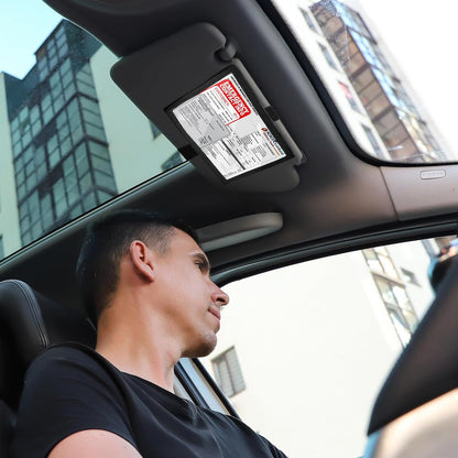 Registration Insurance Card Document Holder for Visor, Carrying Case for Registration and Insurance, Adjustable Visor Bag Drivers License Holder for Photo, Fit Most Car, SUV and Truck (Horizontally)