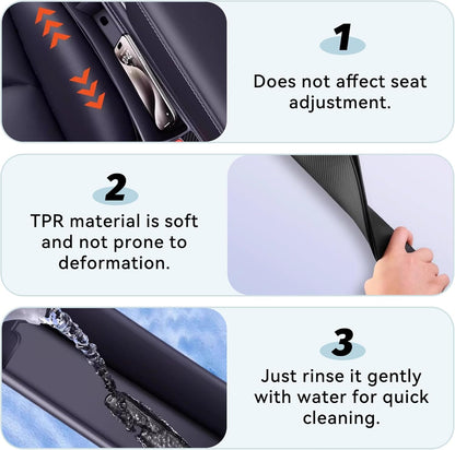 2PCS Car Seat Gap Filler, Anti-Drop Vehicle Console Crevice Blocker with 2 Storage Areas, Seat Side Seam Organizer Plug from Droping, Universal Automotive Interior Accessories(Black)