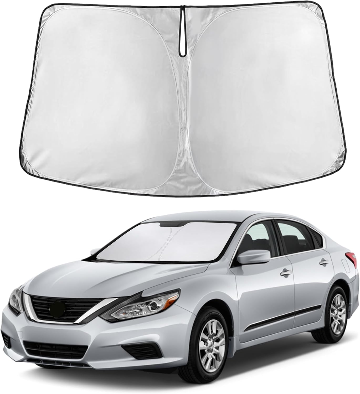 EcoNour Car Windshield Sun Shade | 2025 Upgraded Innovative No-Light-Pass Technology for Maximum Coverage | Foldable Sun Shade Keeps Your Vehicle Cool | Must-Have Car Accessories | Small (59" x 29") - Colors L