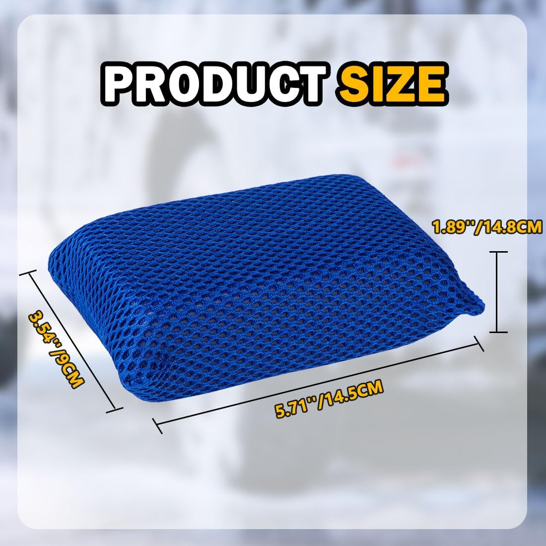 AIDEA Car Wash Sponge, Microfiber Large Bug and Tar Remover for Cars, Non Scratch Reusable Mesh Car Wash Sponges, 6PK, Blue, 5.71 * 3.54 * 1.89 inch