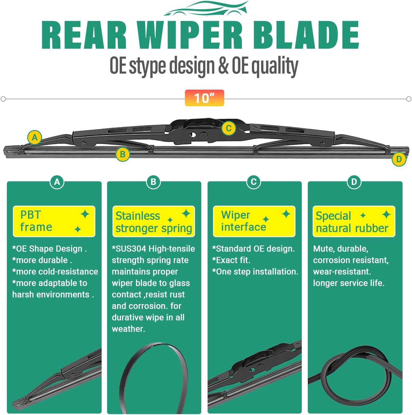 26" 16" 11" Windshield Wiper Blades Replacement for Chevrolet Chevy Trax 2024 2025 2026 Premium All Weather Front Rear Wipers Set - OEM Quality (Pack of 3) - Colors E