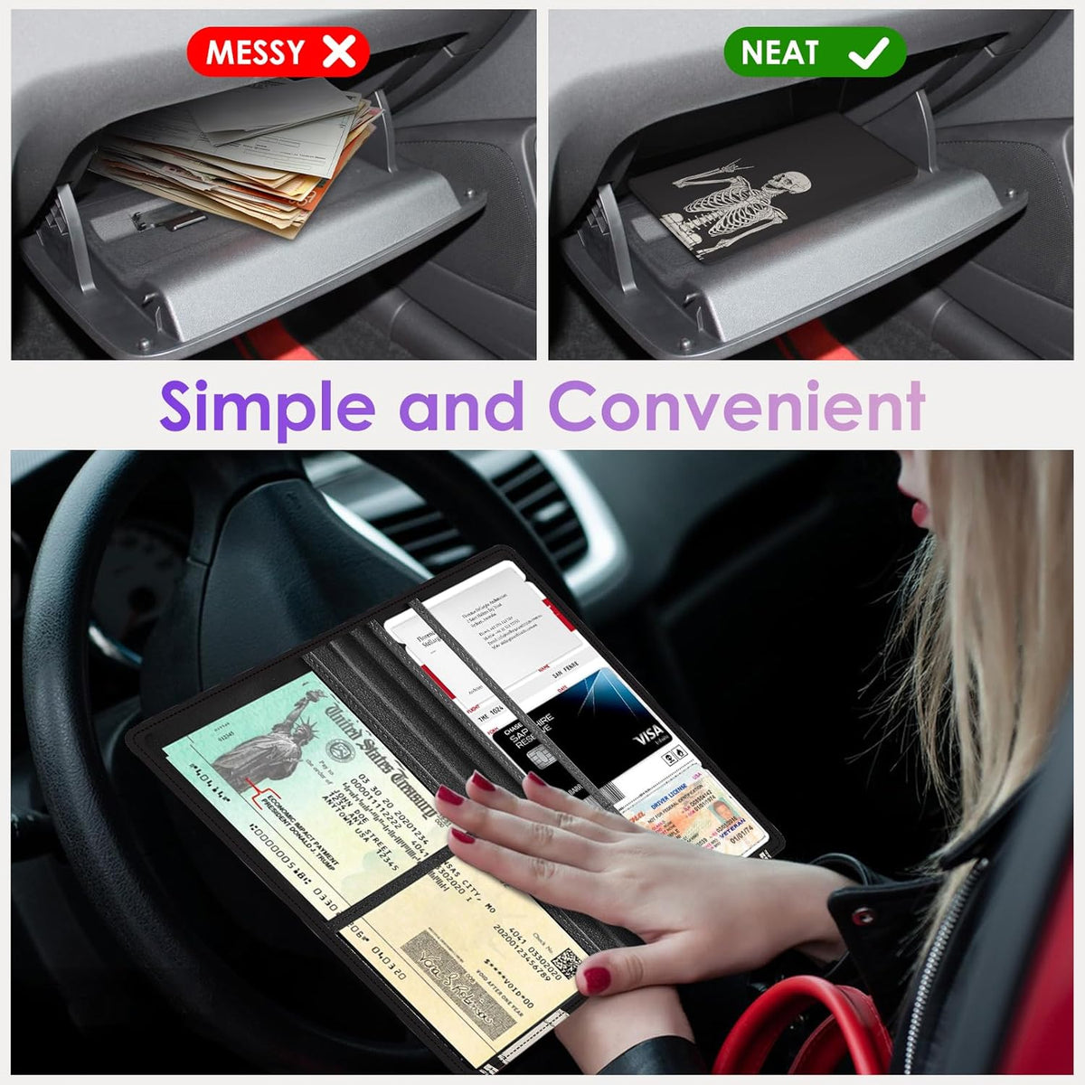 Car Registration and Insurance Holder，Colour Patterns Men Women Car License Document Registration and Insurance Card Holder