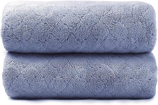 JML Microfiber Bath Towel 2 Pack(30" x 60"), Oversized Thick Towels, Soft, Super Absorbent and Fast Drying, No Fading Multipurpose Use for Sports, Travel, Fitness, Yoga, 30 in 60 in, Grey Count - Colors B