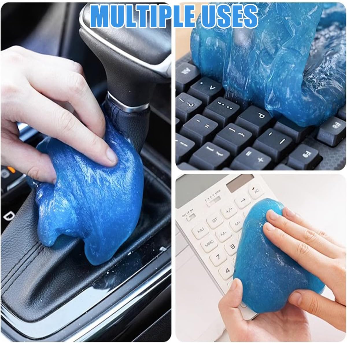 Car Cleaning Gel, Vehicle Dust Detailing Putty Slime Cleaner Kit for Air Vent, Reusable Automotive Interior Detail Clean Mud Removal Tool, Universal for SUV Sedan Truck (Blue)