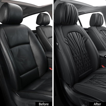 MINGBRON Leather Car Seat Covers,Car Seat Protector Waterproof,Seat Covers Full Set, Car Seat Protectors 5 Seats,Automotive Seat Covers Fit Most Cars Wine Red