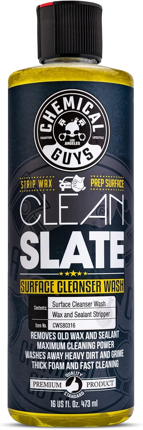 Chemical Guys CWS80364 Clean Slate Deep Surface Cleaning Car Wash Soap (Removes Old Car Waxes, Glazes & Sealants for Superior Surface Prep), 64 fl oz (Half Gallon), Citrus Scent
