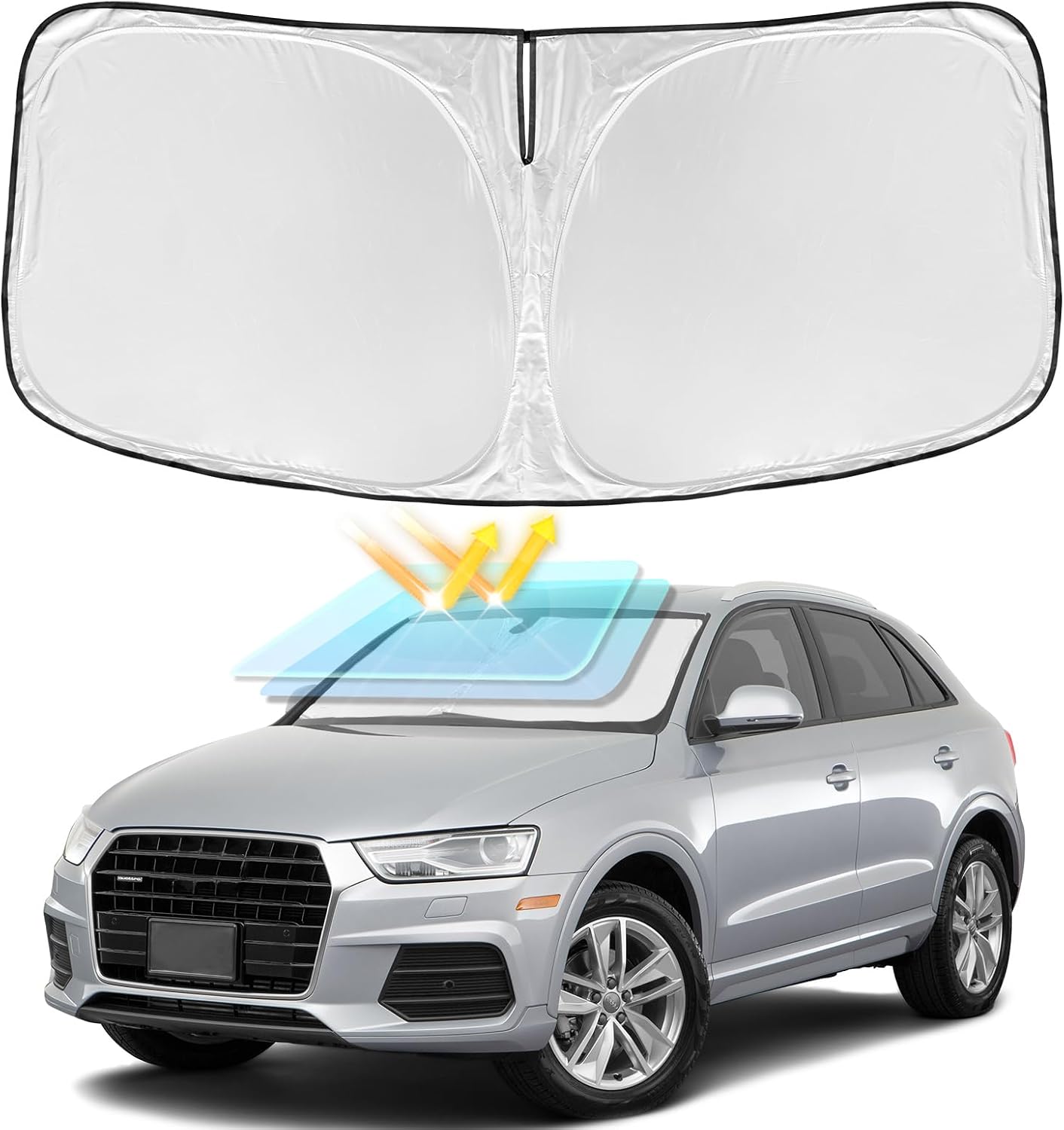 for Toyota Tacoma 2016-2023 2024 2025 2026 Sun Shade Sunshade Windshield Cover - 4 Layers Front Window Shade Custom Fit Tacoma 2Dr 4Dr Pickup Sun Visor 240T Shade Blocks UV Rays Car Accessories - Colors G