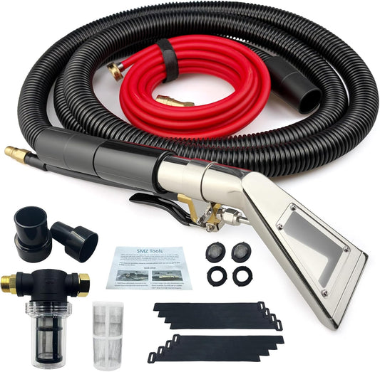Shop Vac Extractor Hose Kit, Stainless Steel Extractor Wand with Viewing Window and Hose for Upholstery, Carpet Cleaning & Auto Detailing Shop Vacuum with Vacuum Hose, Waterline & Adapter Extractor