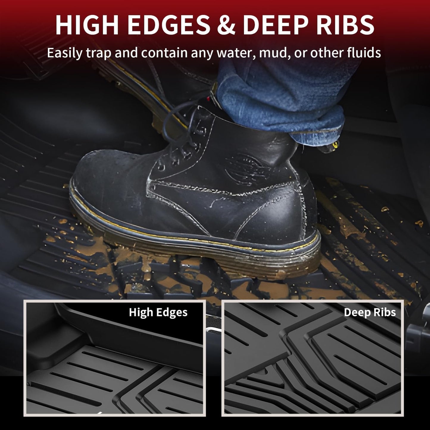 LASFIT Floor Mats and Cargo Liner for Honda CR-V 2026 2025 2024 2023 (Gasoline & Hybrid & e:FCEV), All Weather TPE Car Trunk Mat (Upper Position), 1st & 2nd Row & Trunk Liner Full Set Black