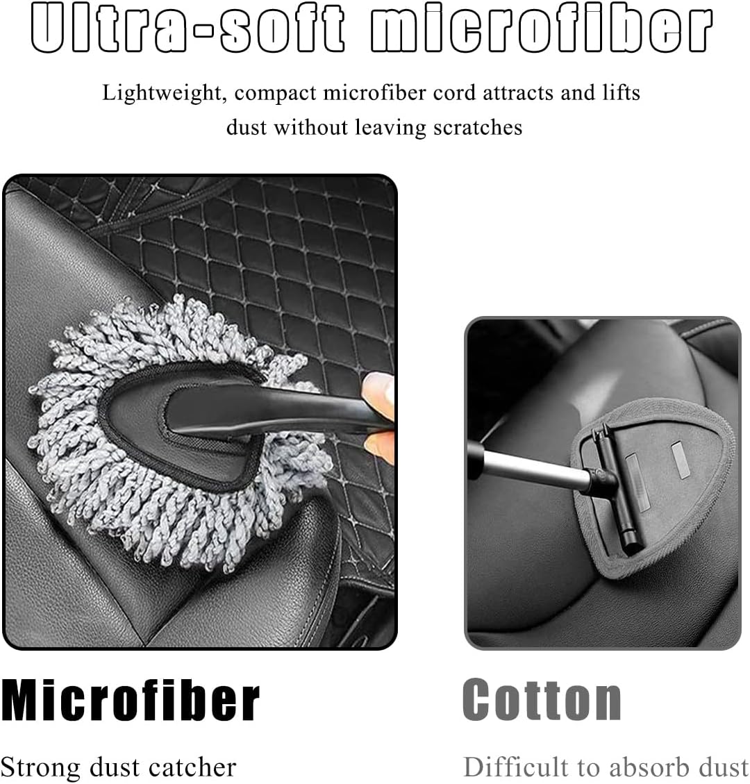 KVAEY Car Dash Duster Brush, Super Soft Microfiber Multi-Functional Car Cleaning Brush, Scratch Free Dash Dusting Tool with a Anti-Skid Handle for Vehicle Home Kitchen Cleaning (Gray)