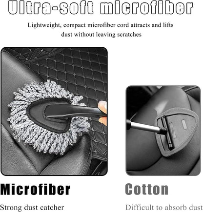 KVAEY Car Dash Duster Brush, Super Soft Microfiber Multi-Functional Car Cleaning Brush, Scratch Free Dash Dusting Tool with a Anti-Skid Handle for Vehicle Home Kitchen Cleaning (Gray)