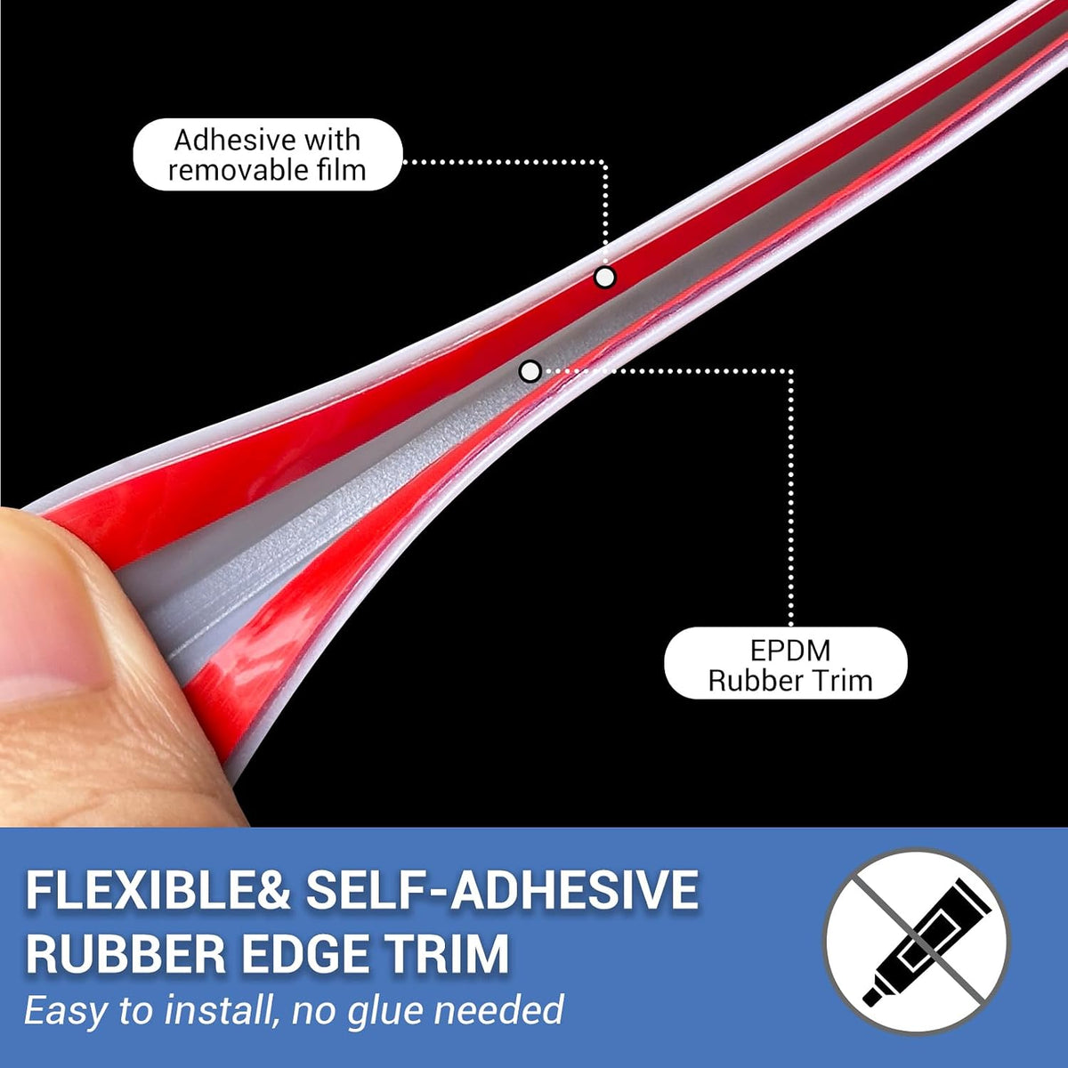 Rubber Edge Trim, 1/16" Self Adhesive Flexible U Channel Edge Protecter for Sheet Metal, Car Doors, U Shaped Sharp Edge Guards, Fit for 0-5/64" Wide Edge, Black Color, 10Ft, EPDM Material