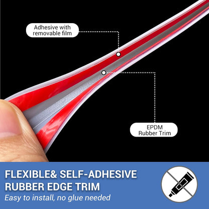 Rubber Edge Trim, 1/16" Self Adhesive Flexible U Channel Edge Protecter for Sheet Metal, Car Doors, U Shaped Sharp Edge Guards, Fit for 0-5/64" Wide Edge, Black Color, 10Ft, EPDM Material