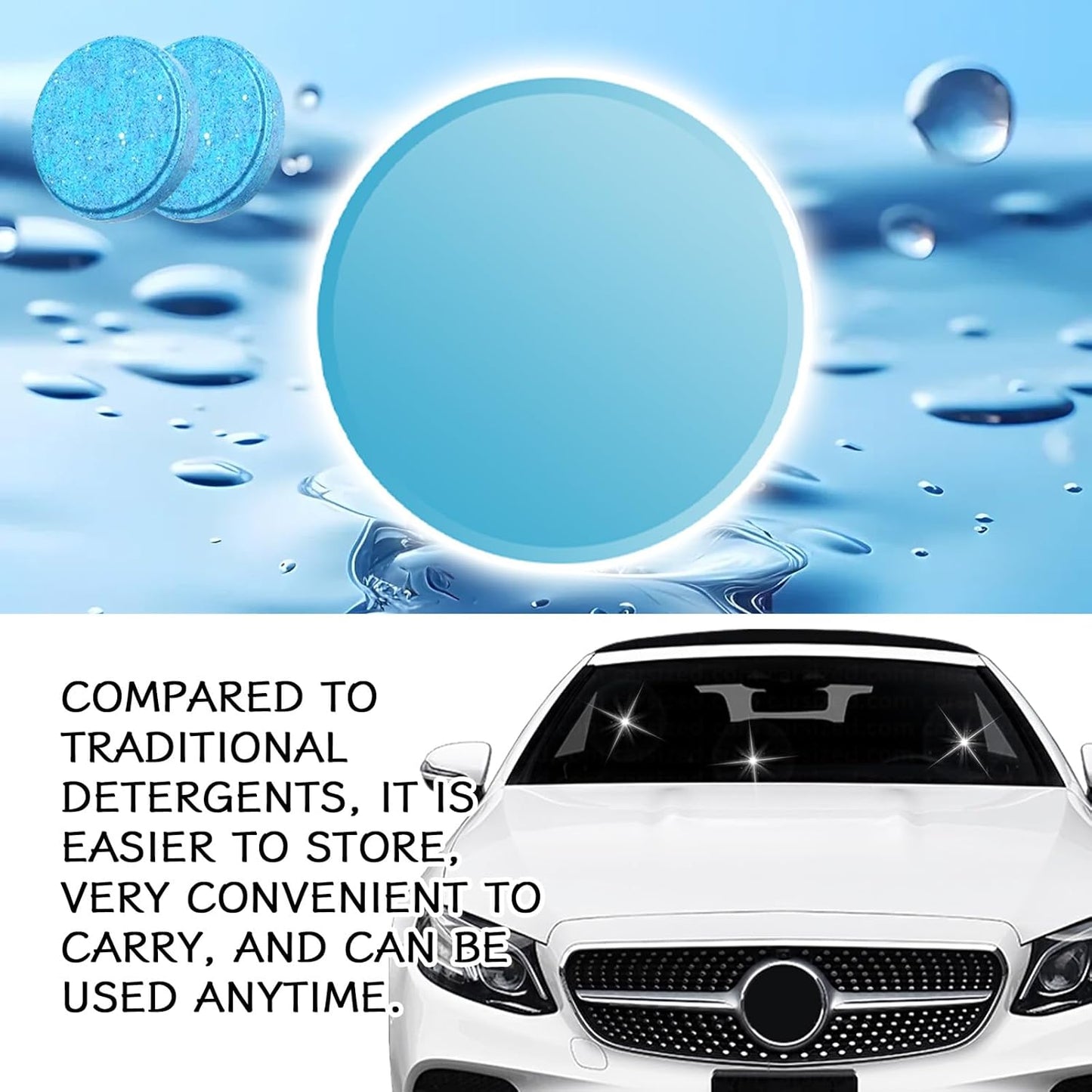 30PCS Washer Fluid Tablets, Windshield Wiper Fluid Cleaner Concentrate, Car Windshield Window Washer Solid Effervescent, Remove Glass Stains for Car Room Kitchen Window Glass Cleaning