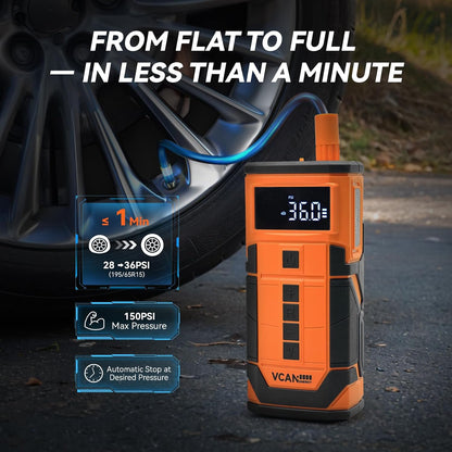 Jump Starter with Air Compressor, VCANENERGY Roadside Emergency Car Kit with 12V Portable Battery Jump Starter & Tire Inflator for Cars, Trucks, SUVs-Car Emergency Kit for Women, Men, Teen