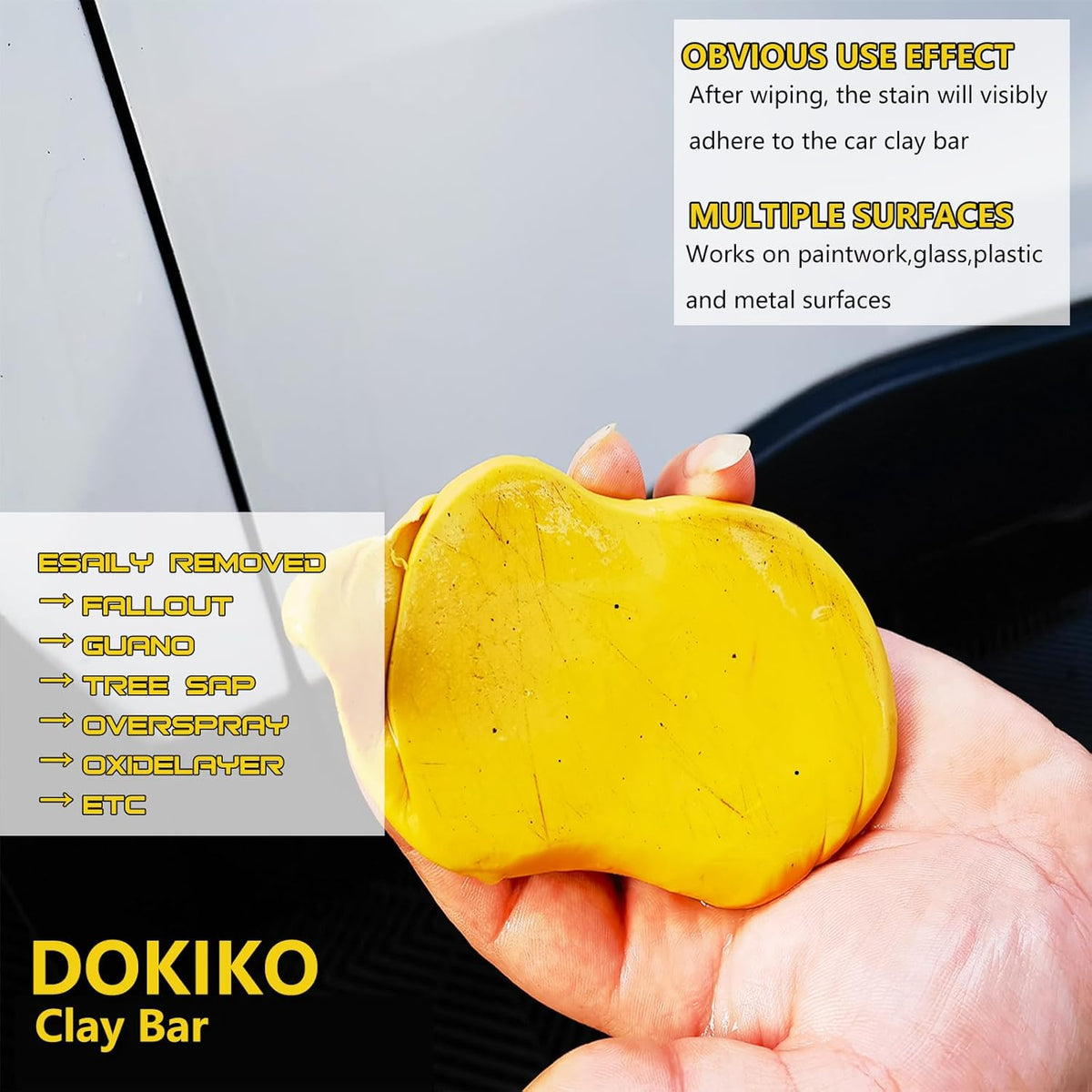 DOKIKO 8 Pack Car Clay Bars Auto Detailing Premium Magic Car Clay Bars Kit | Adsorption Capacity for Car Detailing Car Wash Clean |10 pcs Clay bar Lubricant Tablets (1pcs=16 oz)