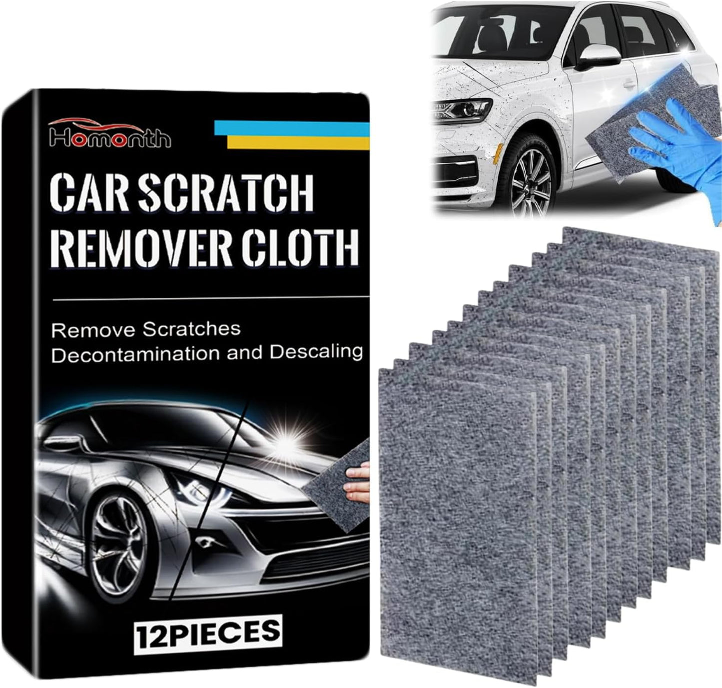 6 Pack Nano Sparkle Cloth, Ultimate Car Scratch Remover & Adhesive Remover with Latest Nanosparkle Nanotechnology, Nano Cleaning Cloth for Vehicles Car Paint Scratches Repair