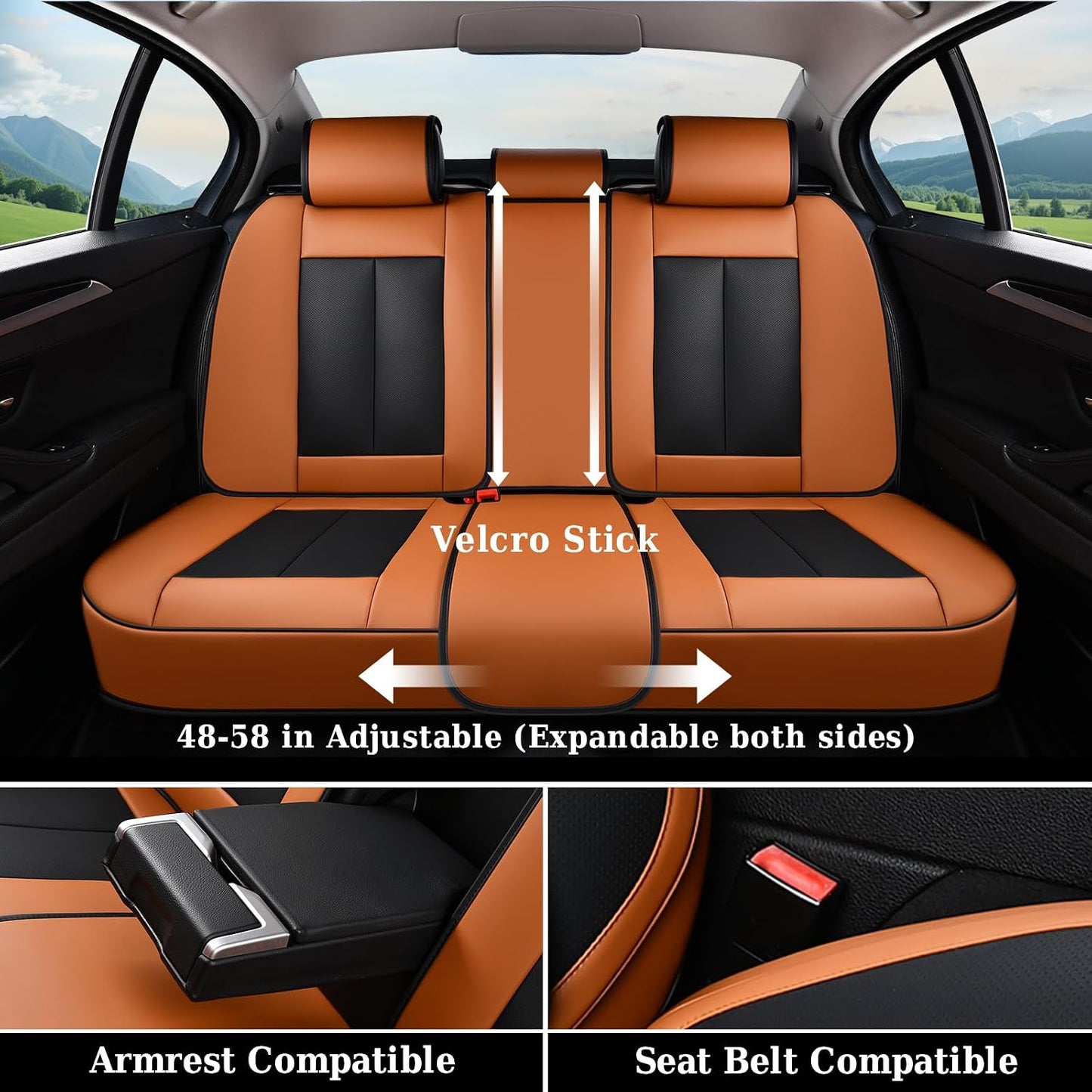 Coverado Seat Covers Full Set, Black Seat Covers for Cars 5 Seats, Car Seat Protector, Waterproof Nappa Leather Car Seat Cushion, Front and Rear Car Seat Cover Fit for Most Sedans SUV Pick-up Truck - Colors A