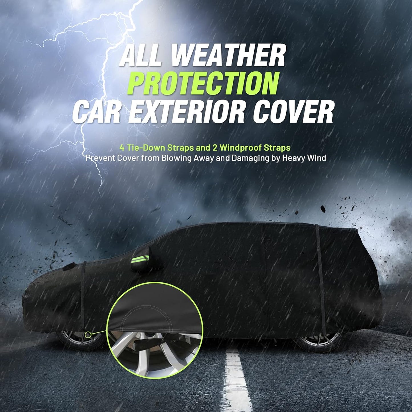 Favoto SUV Car Cover Waterproof All Weather 6 Layers Heavy Duty Car Cover for Automobiles Rain Sun Snow UV Protection with Inner Cotton Car Cover Outdoor Universal Fit for SUV (188-198 inch) Silver