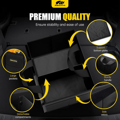 MIKKUPPA Car Trunk Organizer - 65L Collapsible Trunk Organizer with Lid, Sturdy Car Storage for SUV Auto Truck Van with Adjustable Straps and Non Slip Bottom (Black)