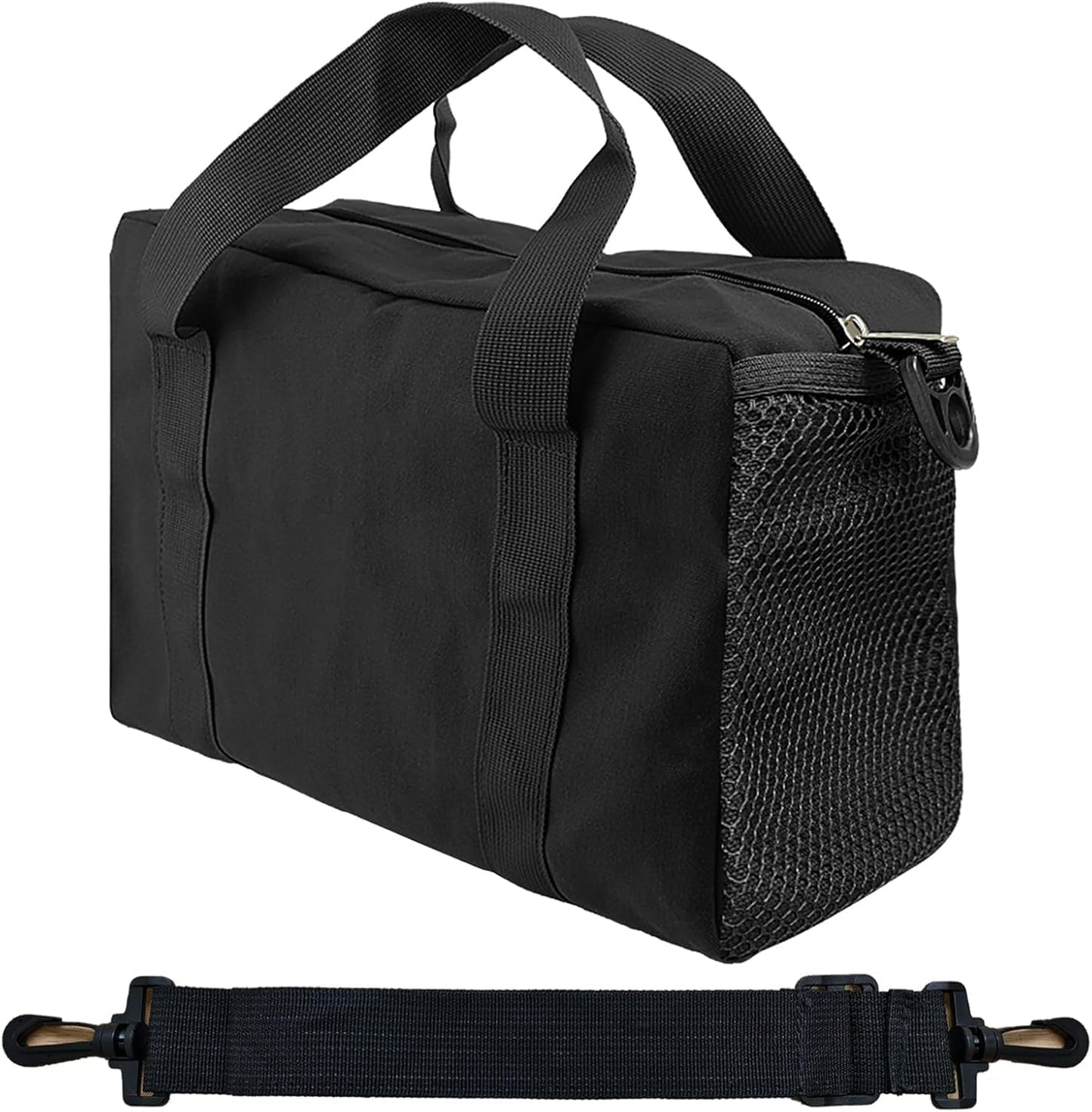 Small Tool Bag,Close Top Wide Mouth Tool Organizer Bag,Large Capacity Tool Bags for Men,Canvas Tool Storage Bag for Storage Handbag for Screwdrivers,Wrench,Pliers Hand Tools (black, 12 Inch)