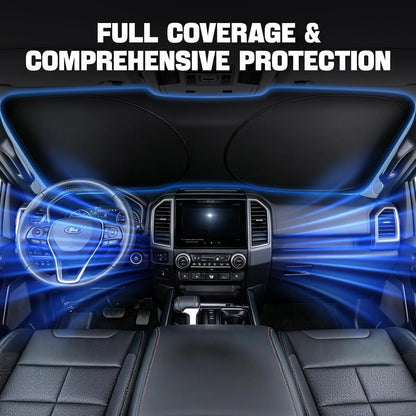 Window Shades for Car Windshield - Foldable Car Window Shades, 210T Reflective UV Block Sun Visor, Keep Vehicle Cool in Summer Heat, Universal Fit for Cars, SUVs and Trucks, Easy to Install & Store