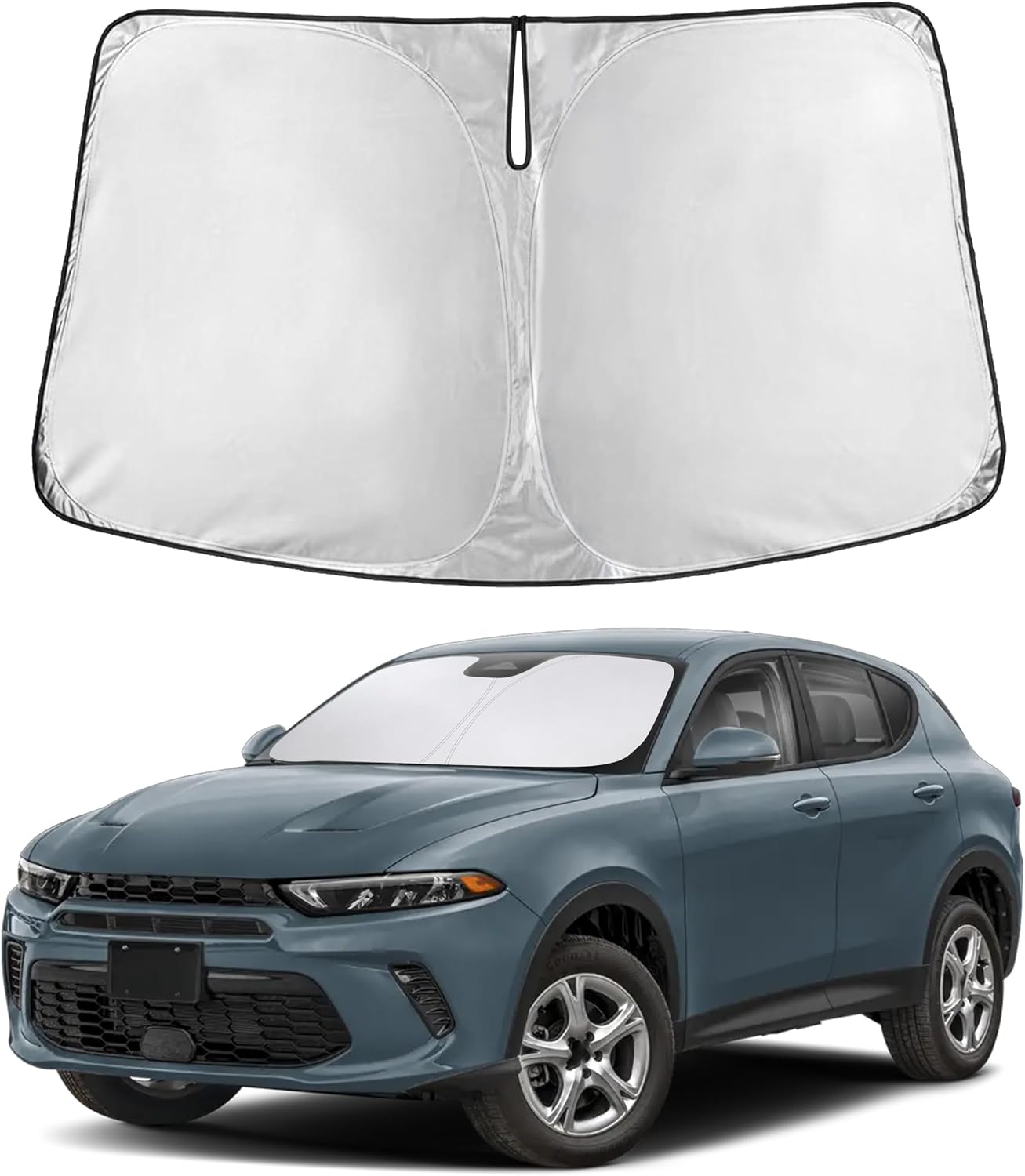 EcoNour Car Windshield Sun Shade | 2025 Upgraded Innovative No-Light-Pass Technology for Maximum Coverage | Foldable Sun Shade Keeps Your Vehicle Cool | Must-Have Car Accessories | Small (59" x 29") - Colors B