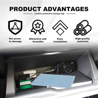 Leather Premium Car Registration & Insurance Card Holder, Vehicle Glove Box Wallet Case, for Documents, Cards, License (Blue)